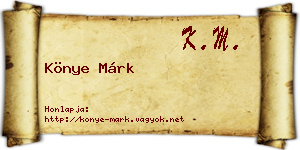 Könye Márk névjegykártya
